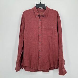 Abercrombie & Fitch Shirt Mens XL‎ Red Linen Button Down Vacation Beach Luxury